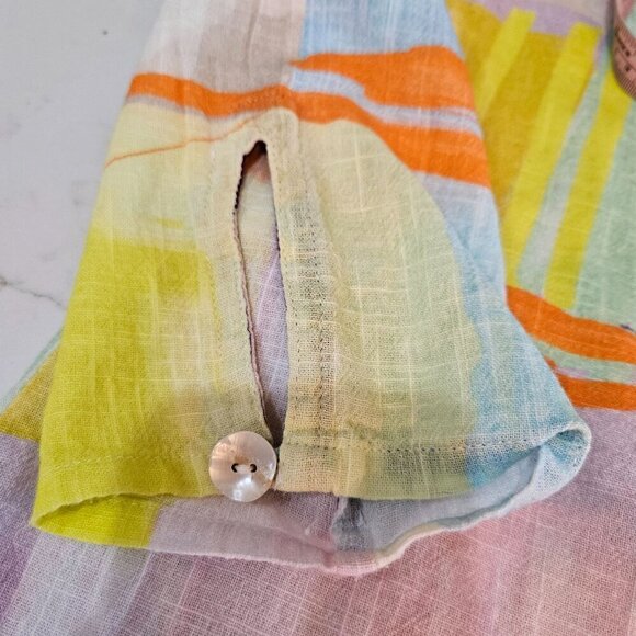 Parsley & Sage Multicolor Fun Artsy Paint Strokes Button-Down Cotton Shirt Mediu - Picture 4 of 8